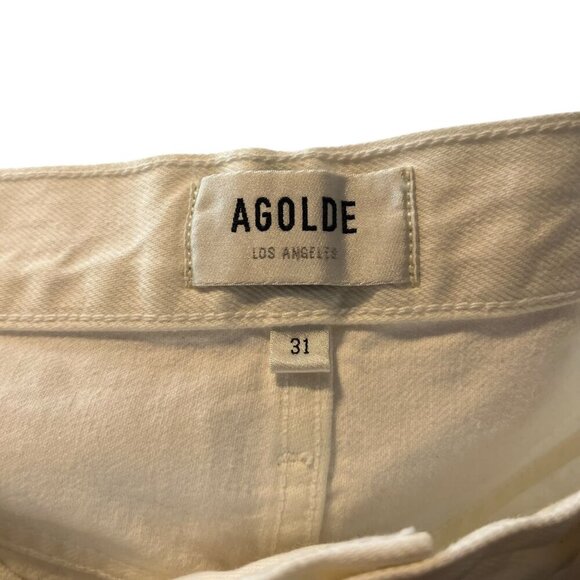 AGOLDE Cooper Cargo Jeans Women's 31 Milkshake Straight Leg Full Length Denim - Picture 7 of 10